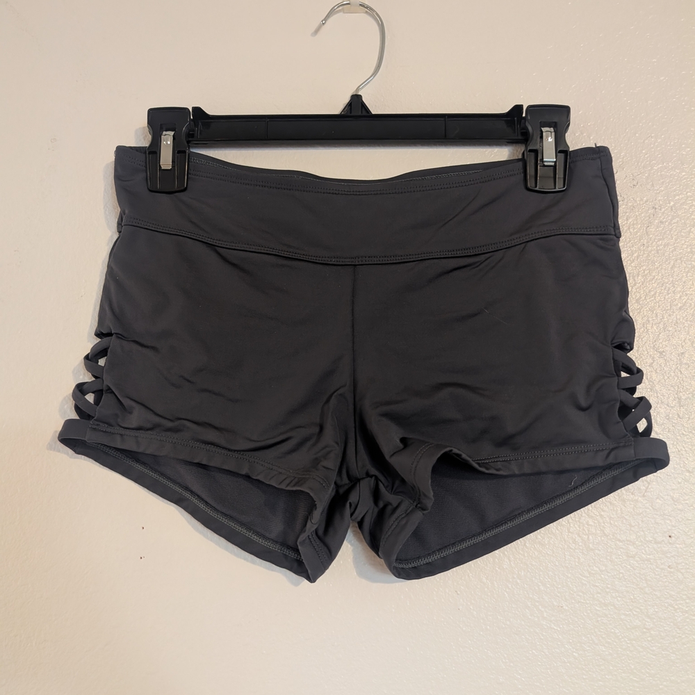 Kona Sol Gray Swim Shorts with Criss-Cross Details